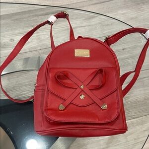 Red Women's Mini Backpack with Bow Detail